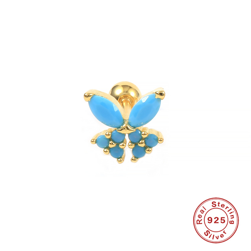 Fashion Geometric Butterfly S925 Sterling Silver Inlay Zircon Ear Studs 1 Piece display picture 6