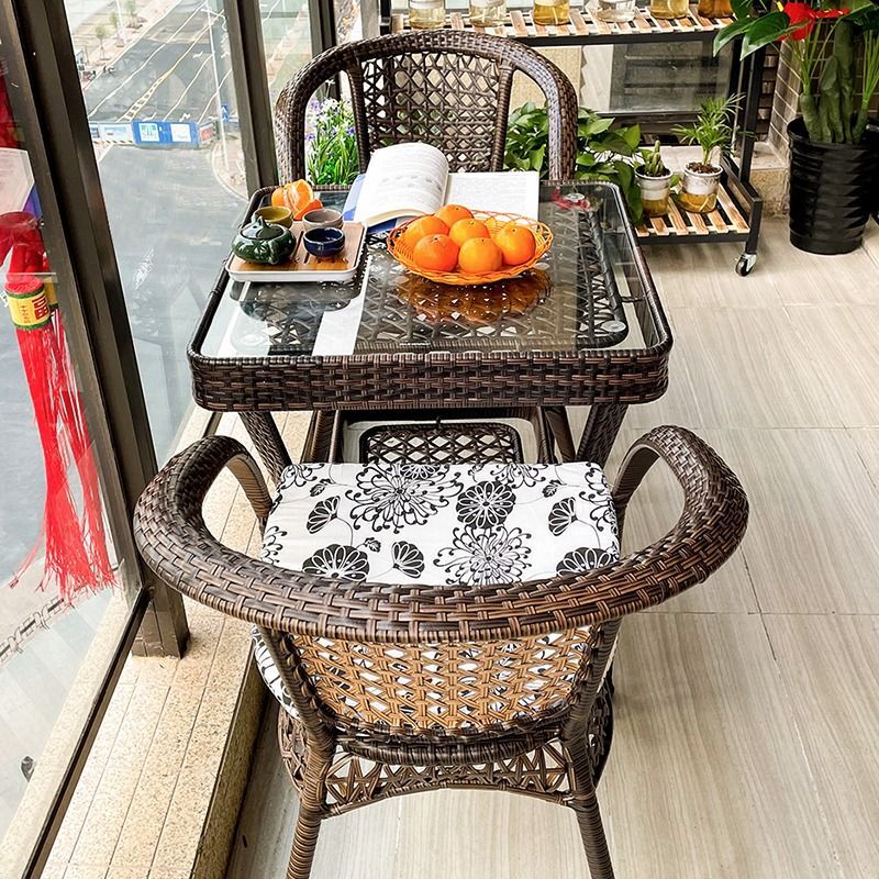 Outdoor Table and Chairs, Courtyard Balcony, Leisure Rattan Chair Three-Piece Set, Terrace Outdoor Chair, Rattan Chair, Small Coffee Table Combination