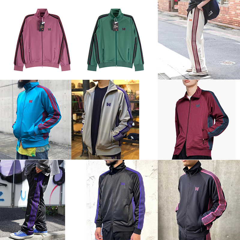 Needles Track Jacket Men's Autumn Embroidered Butterfly Ribbon Jacket Zipper Cardigan Top Japanese suit
