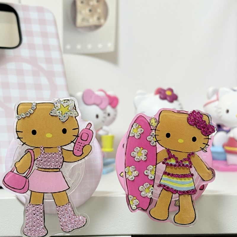 点钻长腿黑皮kitty猫支架适用magsafe磁吸手机壳桌面懒人神器趣味|undefined