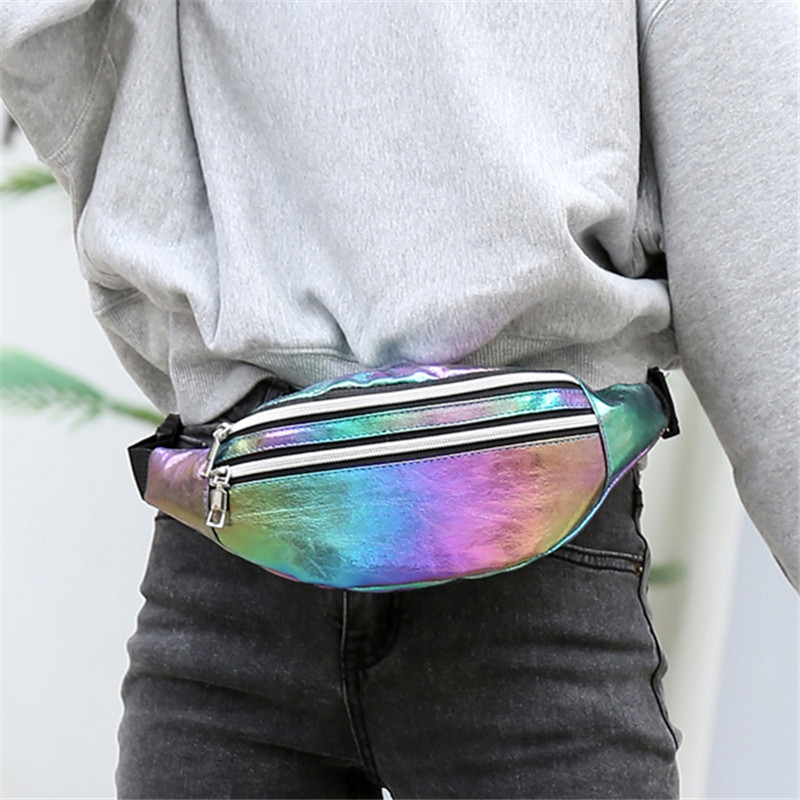 Cross-border women's waist bag wholesale men's running waist bag outdoor cashier colorful laser shoulder crossbody mobile phone bag