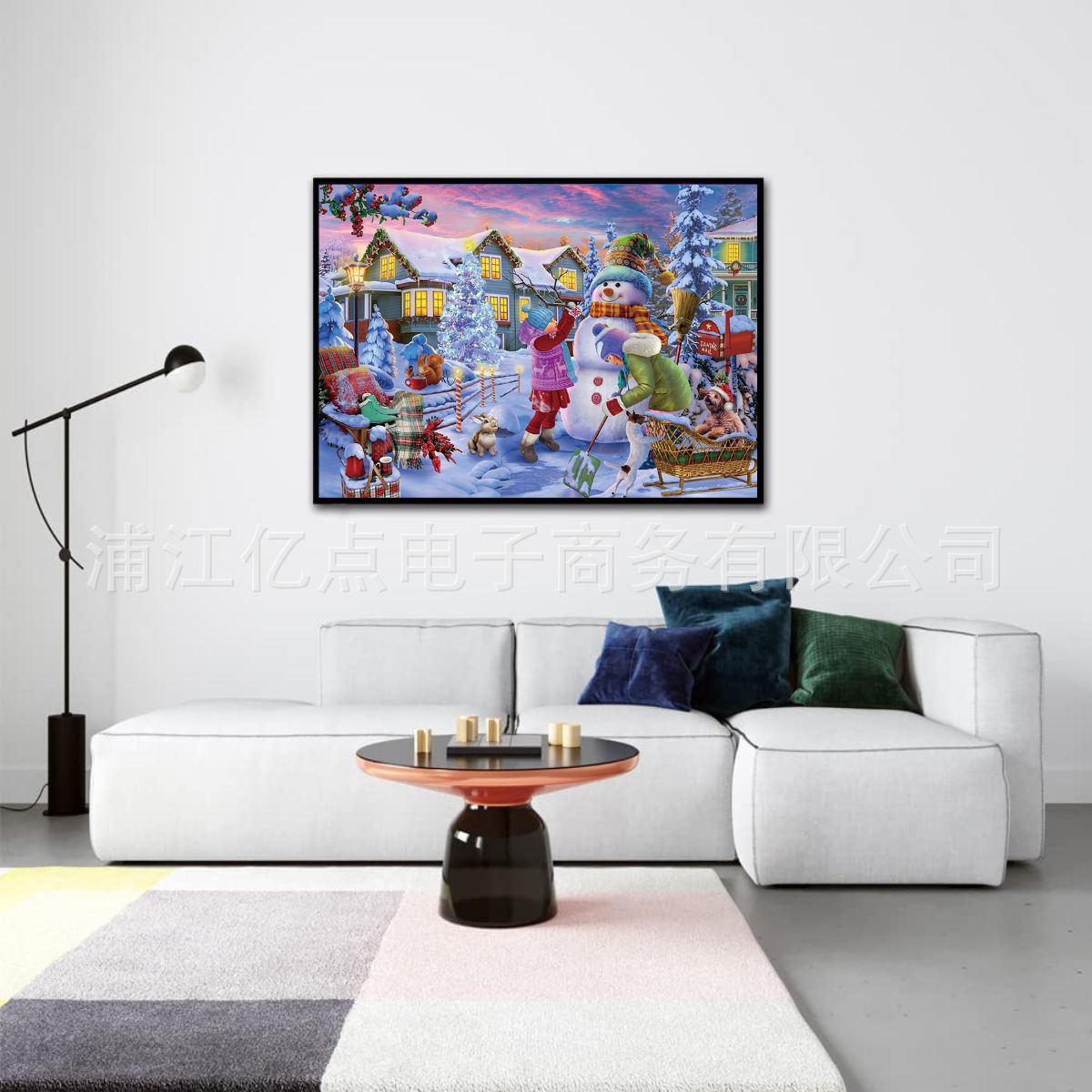 Minería caliente transfronteriza Pintura de diamantes de Navidad Pegatinas de ladrillo 5d con marco Punto de Cruz hecho a mano Sala de estar Decoración de pared Pintura colgante