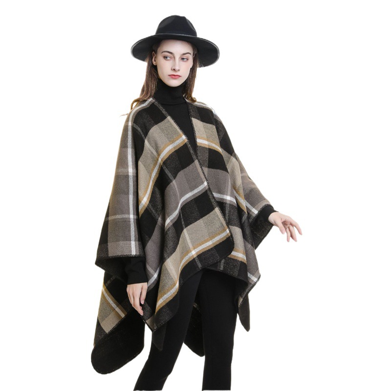 Las mujeres europeas y americanas nuevo 2022 rayas Plaid Cashmere chal moda caliente bufanda grande
