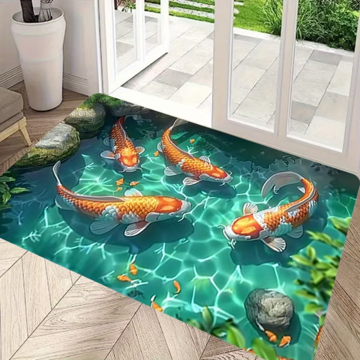 3d Koi Fish Diatomite Bath Mat Non-slip Absorbent Small Rug_voghion.com