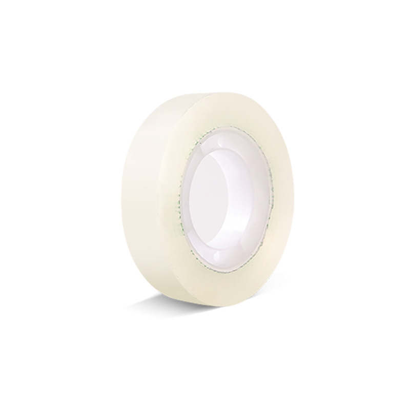 Cerca de 18 metros de largo 1,0 cm de ancho de diámetro 4,9 cm cinta de papelería súper transparente adhesivo estudiante pequeña cinta al por mayor