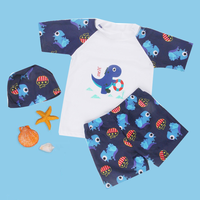 Children's swimsuit boys' swimming trunks suit boys small medium and big Children Baby split dinosaur hot spring swimsuit equipment