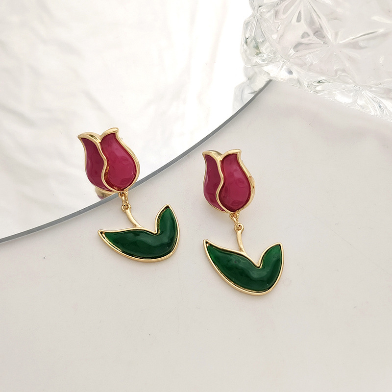 Sweet Simple Style Flower Alloy Resin Plating Women's Drop Earrings 1 Pair display picture 5