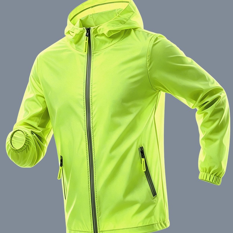 Hooded Lightweight Outdoor Windbreaker, Anti-Uv Skin Protection Clothing, Reflective Sports Windbreaker Jacket, Thin Style for Men and Women, Skin-Friendly