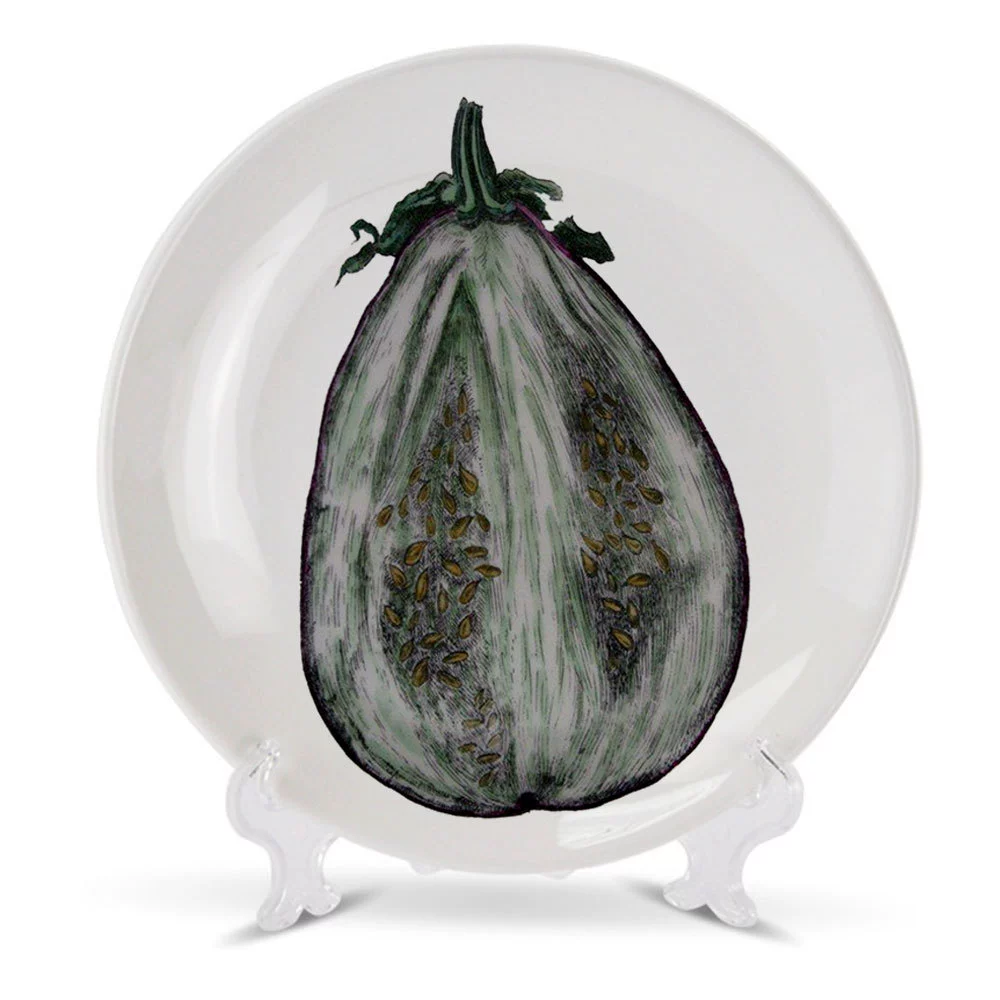 Italian FORNASETTIAN hand -painted fruit vegetarian decoration plate light luxury ceramic round flat plate home decoration