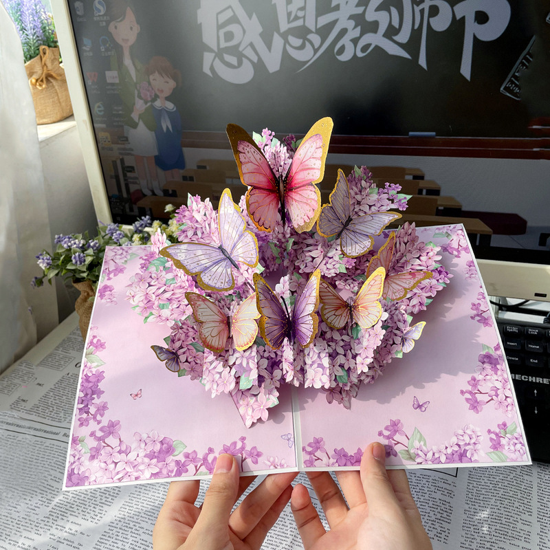 新しい教師の日立体グリーティングカード 3D 花束誕生日カード感謝祭ギフト教師のためのクロスボーダー工場卸売|undefined