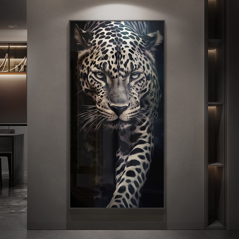Light Luxury and High-End Decorative Painting for the Entrance Hall, Classy and Grand Mural at the End of the Corridor, Money Leopard Hanging Painting Light Luxury and High-End Decorative Painting for the Entrance Hall, Classy and Grand Mural at the End of the Corridor, Money Leopard Hanging Painting