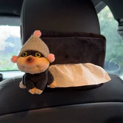 Car tissue box/set — Tissue Box - the-gray-hat-is-conspicuous-left-black-velvet-bag