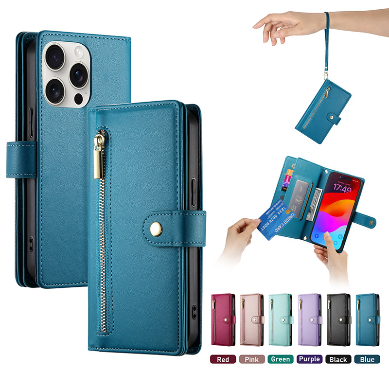 For cross-border application Samsung S24FE mobile phone leather case flip phone case zipper card samsungIPHONE16