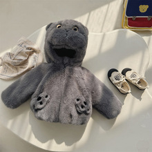 定制恩佐熊儿童连帽加绒加厚小猫咪毛毛外套EZD2431冬季加厚