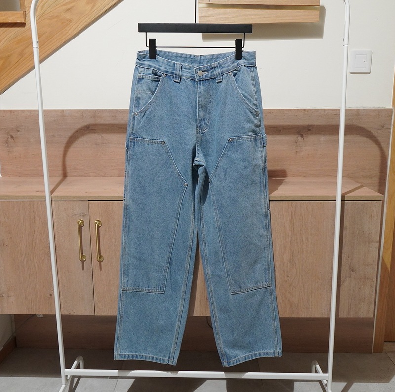European and American men's clothing wholesale carpenter style fashion washed straight pants blue Denim pants casual pants 6855402