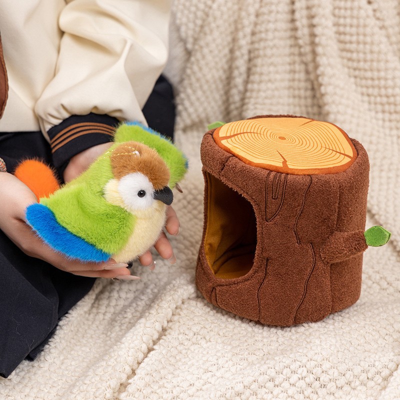 Pájaro loro peluche gorrión gorrión hoja árbol agujero muñeca muñeco elfo regalo para niños pájaro artificial