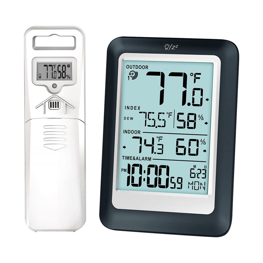 竖款室内外温湿度计家用LCD显示电子闹钟厂家批发