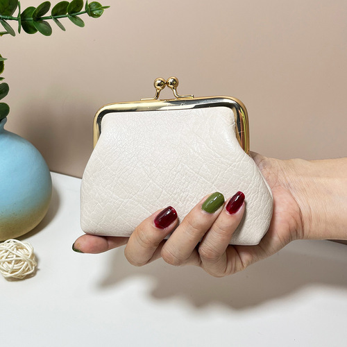  Mini Retro Women's Short Wallet with Clasp Candy Color Coin Purse Change Bag Wholesale