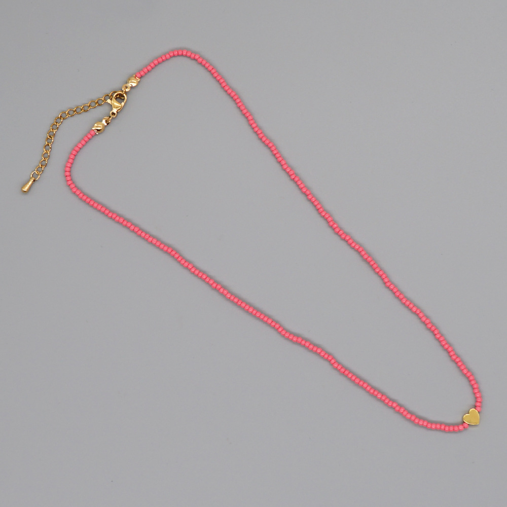 Fashion Heart Shape Glass Beaded Choker