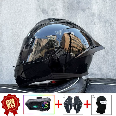 Motosiklet kaskı (dəbilqə) Men and Women, Bluetooth Full-Face Helmet - flash-black-tea-mirror-y10-soft-wheat-delivered-with-transparent-mirror-s