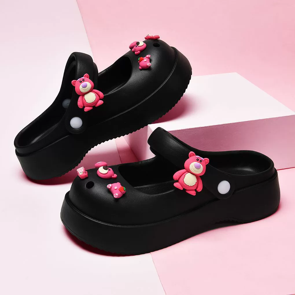Клоги (Croc) L024 — подошва из ЭВА, мультяшные украшения, размеры 35–40