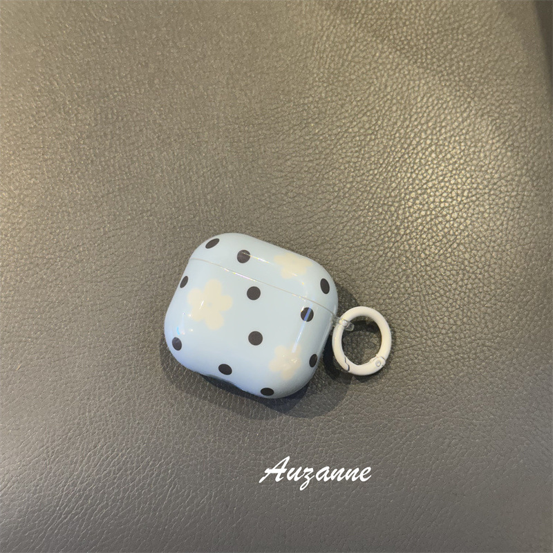 小众ins波点花朵带挂件适用AirPods3/4代苹果耳机壳保护套Pro2女|undefined