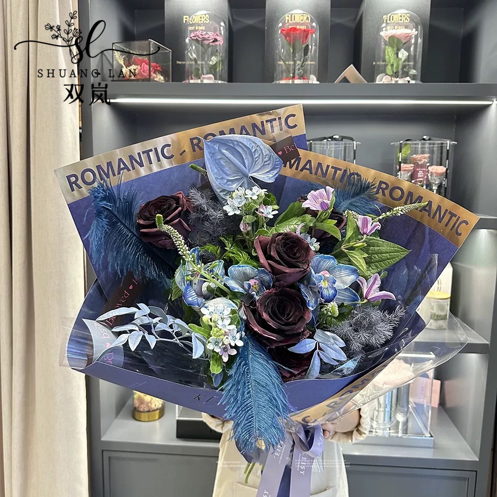 双岚 轻奢风烫金包装纸野兽派油画色彩控鲜花包装纸礼物艺术家