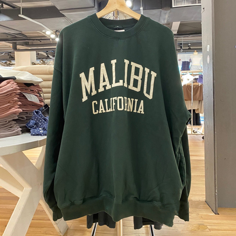 BM風復古おりおりおりアルファベット刺繍丸首プルオーバーbmゆったりコートレディース|undefined
