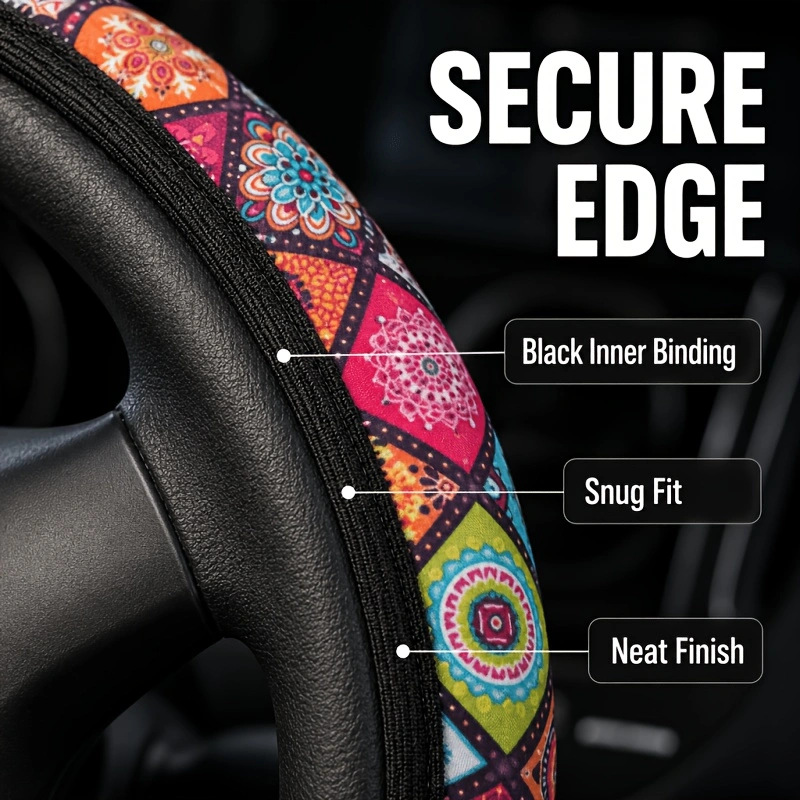Elastic Printed Steering Wheel Cover Without Inner Ring, Specially Designed for Aliexpress, Amazon, Temu, Cross-Border Foreign Trade, New Model