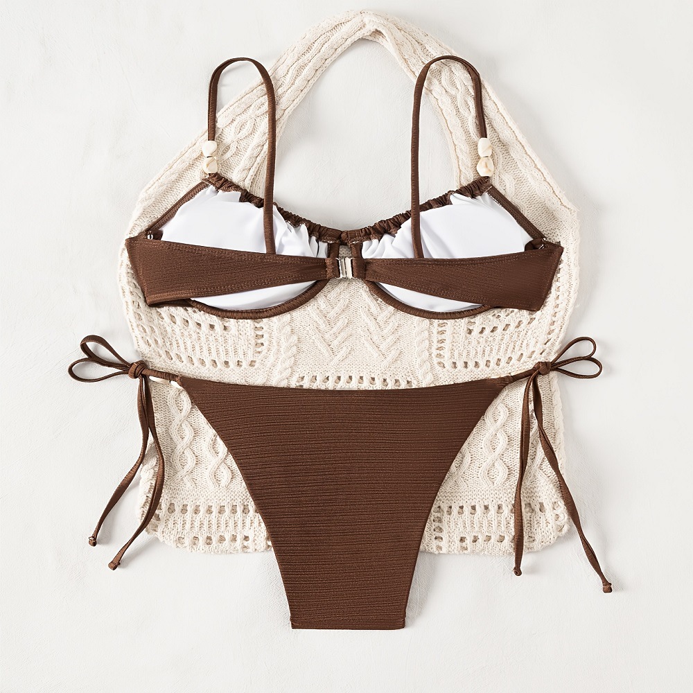 Yiyong 2026 New European And American Style Underwire Beaded Sexy Women's Bikini Set Fashionable Solid Color Two-Piece_voghion.com