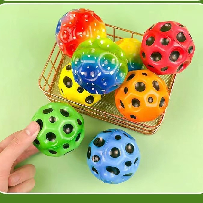 Cross-border colorful bouncy ball, high bouncy ball, hole ball, pu foam ball, porous ball, parent-child interactive decompression toy