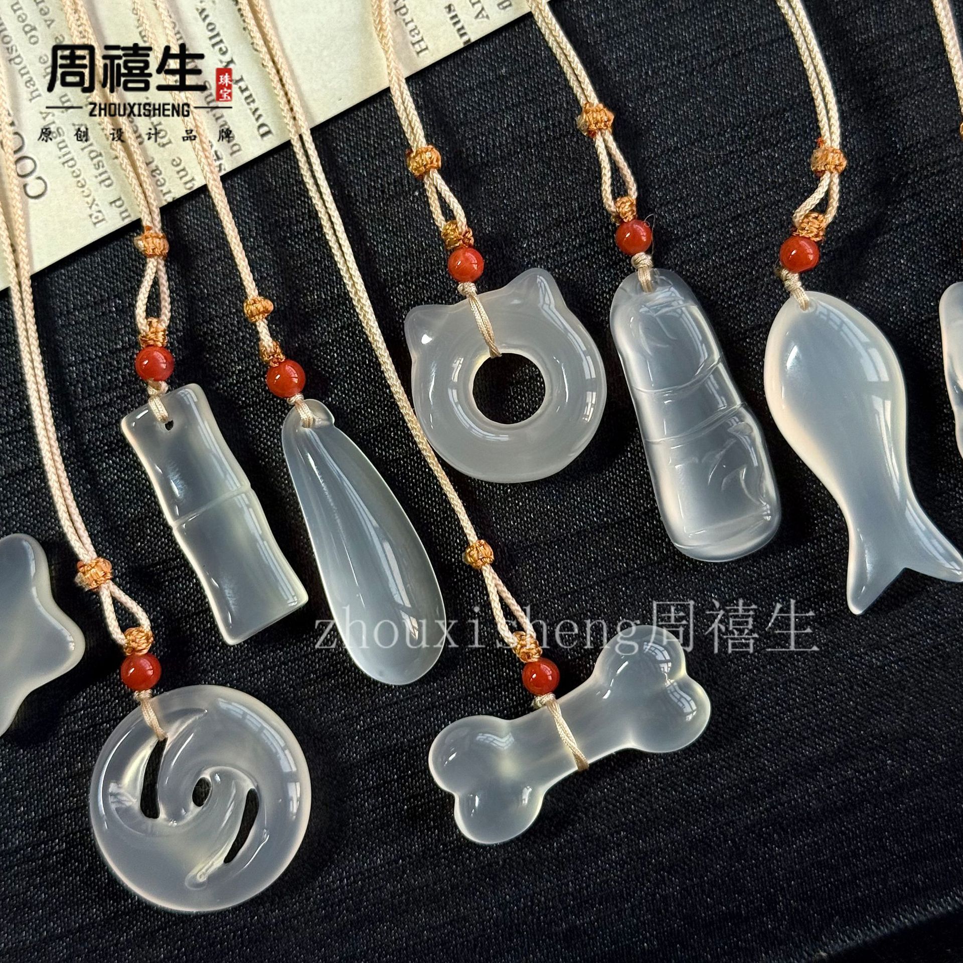 天然高冰种创艺白玉髓玉石吊坠玛瑙平安扣福鱼佛玉项链招财挂件