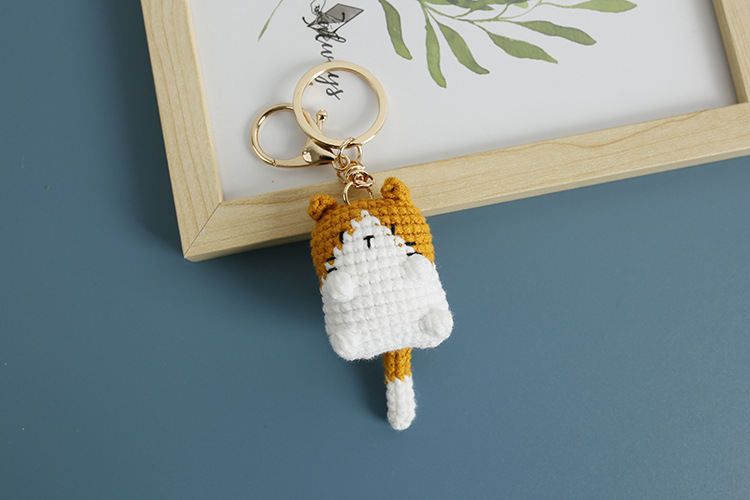 25g Weight Wool Yarn Home Textiles & Decor Type Handmade Inlay Material Keychain Classification 1 Piece Quantity Daily Occasion yarn Material Cartoon, Cat Pattern Knitting Design Cute Style 1 Piece Cartoon Cat Keychain Yarn Handmade Cute Keychain 4