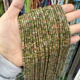 水晶天然石2*4mm直角花绿直切 扁珠隔片散珠子半成品diy饰品配件