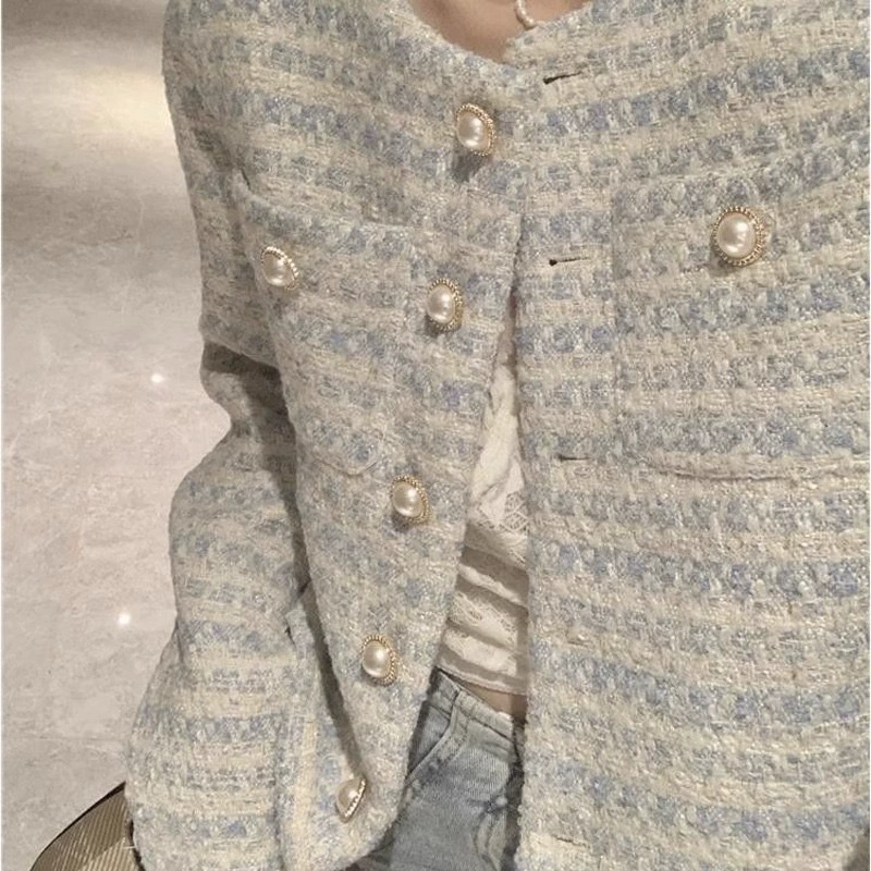 Осенняя сексуальная короткая куртка из жемчуга, стиль Chanel, французский стиль, свободный крой, городской стиль