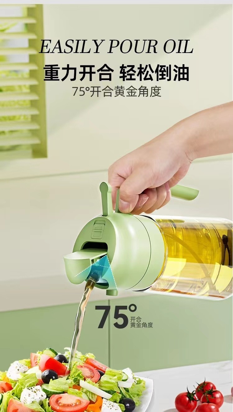 Sprühflasche mit Ausgießer 2-in-1 500 ml Ölkanne Ölsprayer Glas Haushalts-Küchen-Airfryer Ölsprühflasche Großhandel