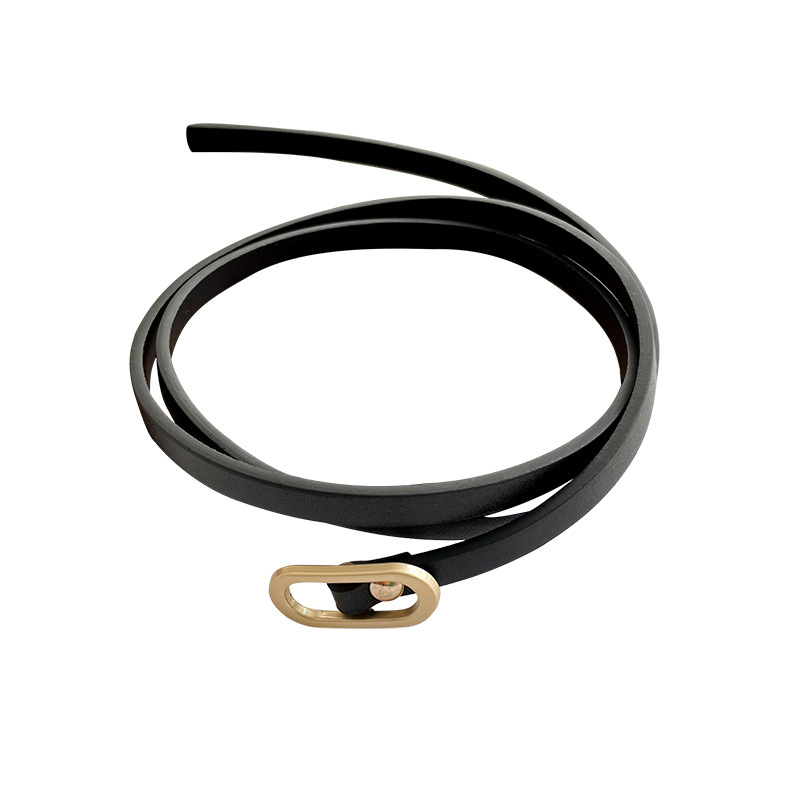 Nuevo cinturón de mujer hebilla cuadrada cinturón sin agujeros camisa de vestir de moda de mujer Cinturón fino de todos los partidos cinturón ajustable pantalones cinturón