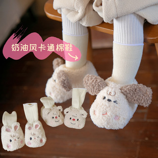Winter Thickeneded Baby Shoes Cartoon 0-1 Year Old Baby Shoes Plush Warm Toddler Shoes Non-Slip Anti-Falling Front Shoes
