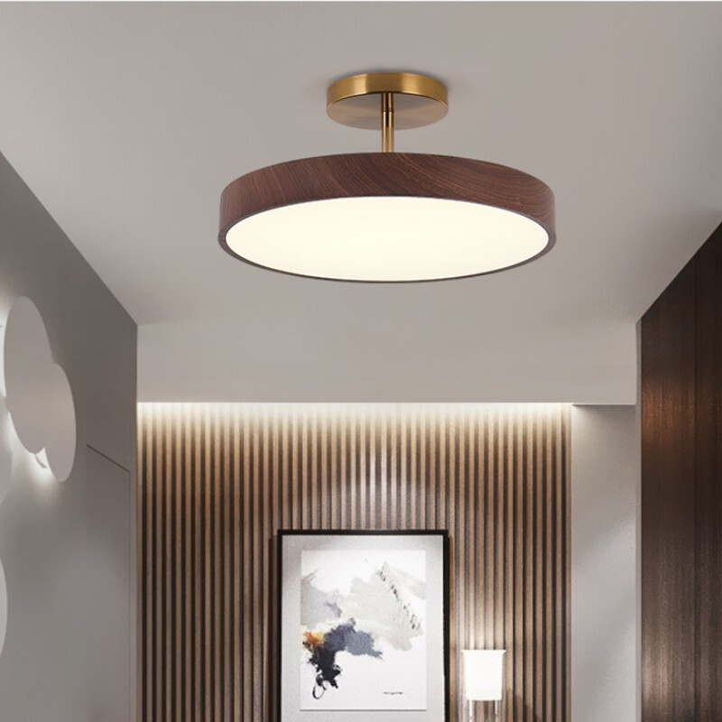 New Chinese Style Walnut Wood Grain Ceiling Lamp Bedroom Dining Room Study Lamp Japanese Wabi-Sabi Style Round Simple Led Lamp New Chinese Style Walnut Wood Grain Ceiling Lamp Bedroom Dining Room Study Lamp Japanese Wabi-Sabi Style Round Simple Led Lamp