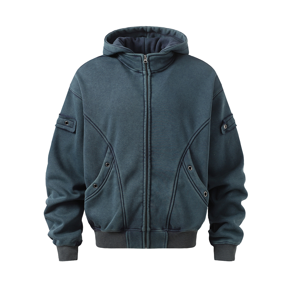 Jiayiku Abbigliamento Uomo 2024 Nuova Felpa con Cappuccio American Street Hip-Hop Giacca in Pile Stile Wasteland Felpa Lavata con Cerniera_voghion.com
