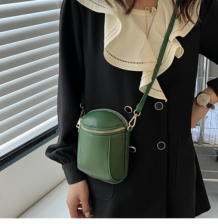 294g Weight Polyester Lining Material Sewing Thread Fashion Element Zipper Closure Type Single Shoulder Strap Strap Type Crossbody Bag Bags Type Casual Occasion Genuine leather Material Solid Color Pattern All Seasons Season Women's Gender Streetwear Style Shell Shape Women's Solid Color Genuine Leather Sewing Thread Zipper Phone Wallets 16