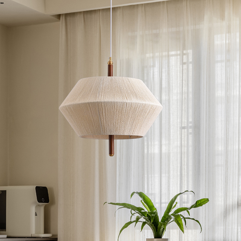 Tejido retro dormitorio araña estilo japonés sala de estar madera maciza Zen té B & B restaurante lámparas