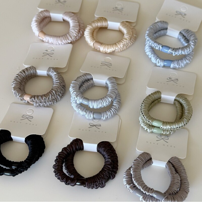 2-Pack Basic Simple High-Elastic Seamless Ice Silk Hair Ties Elegant Solid Color Hair Accessories 2-Pack Basic Simple High-Elastic Seamless Ice Silk Hair Ties Elegant Solid Color Hair Accessories