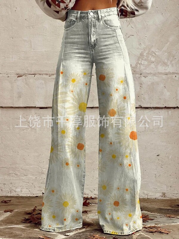 スポット卸売人気独立系サイト Xiyin AliExpress ヨーロッパとアメリカの貿易大きいサイズの女性のカジュアルパンツ薄い模造ジーンズ|undefined