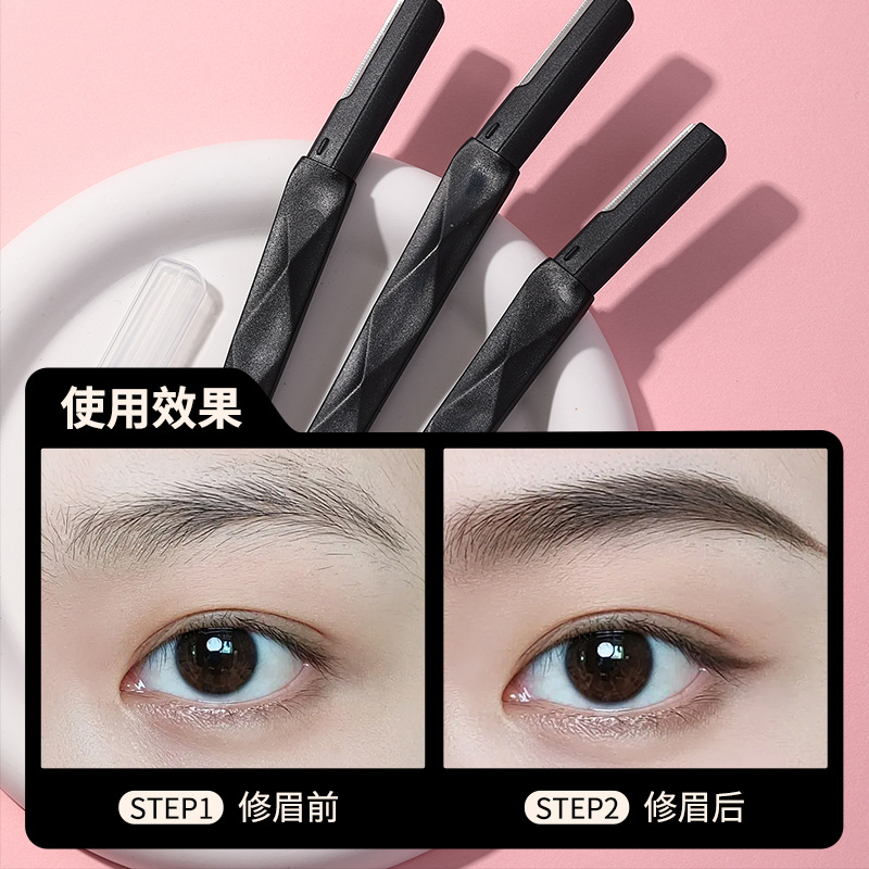 LMLTOP Macro cejas cuchillo de cejas 3 paquetes de acero inoxidable para principiantes cuchillo de cejas cuchillo de diamante negro solo para cross-border