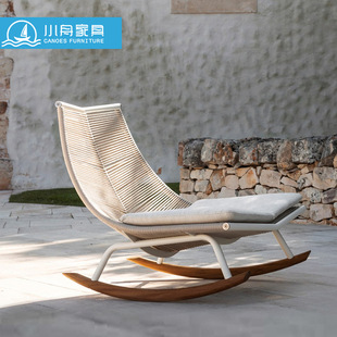 Outdoor Rope Table and Chair Balcony Terrace Leisure Lounge Chair Combination Rattan Rocking Chair Cover Lazy Courtyard Garden Furniture