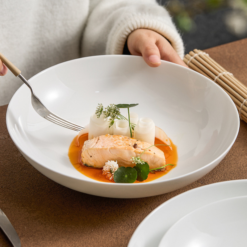 Dehua China Baijiangshan Big Soup Bowl Hotel Commercial Pickled Fish Large Bowl Ceramic Boiled Pork Stills Large Bowl Round Bowl