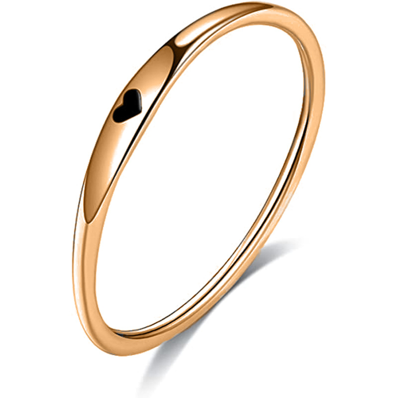 Daily Occasion Titanium Steel Material Simple Style Heart Shape Titanium Steel Plating Rings