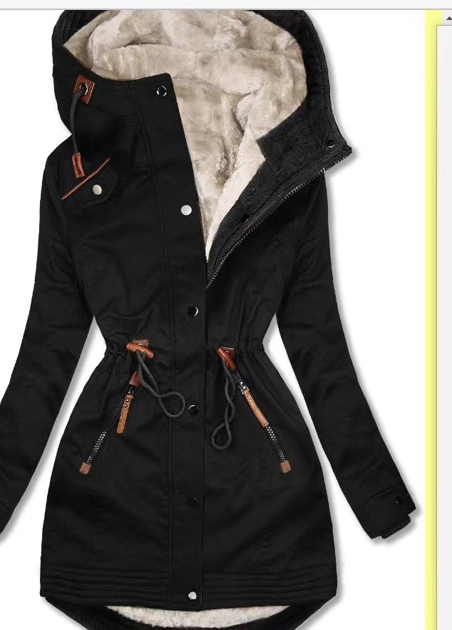 Cappotto invernale donna con cappuccio e collo in pelliccia_voghion.com