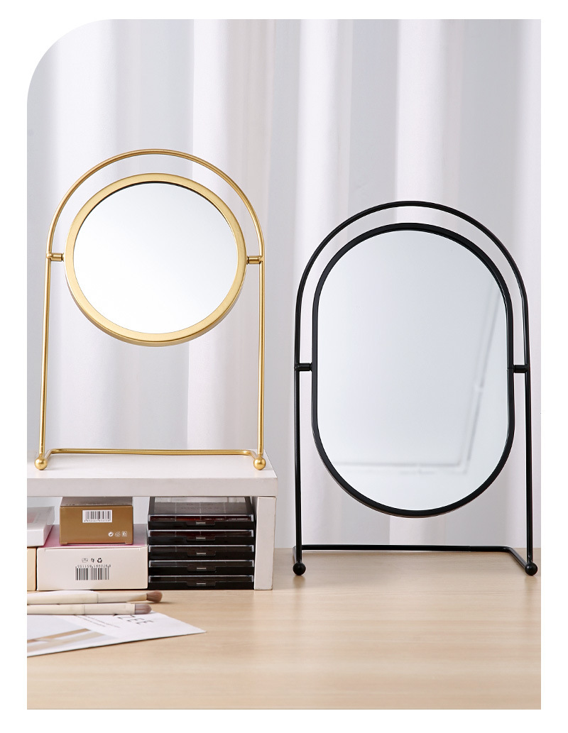1512g Weight Mirror Makeup Tools Types 1 Piece Quantity Elegant Gold Black Round Oval Solid Color Iron Mirror 1 Piece